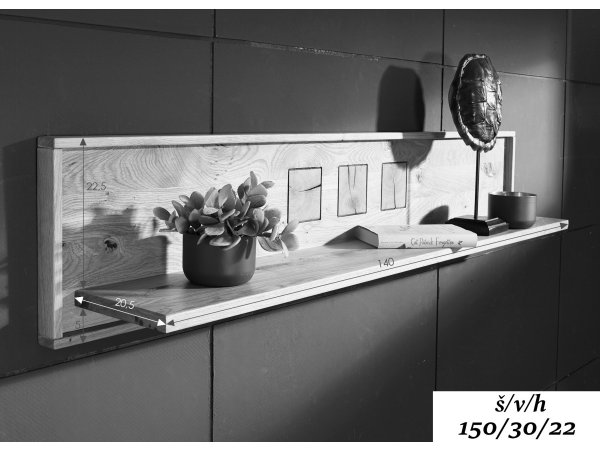 Dubová police II do obývacího pokoje SUNDBY dub divoký