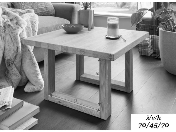 Dubový konferenční stolek I do obývacího pokoje LOMMA