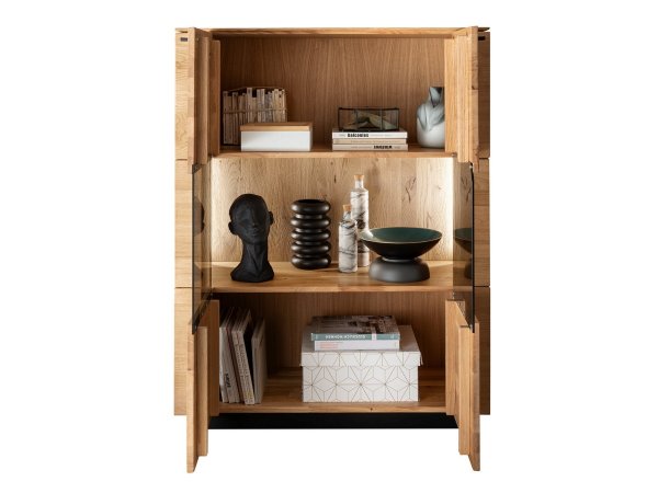 Komoda s vitrínou I z dubového masivu KARIS dub divoký 100% masiv