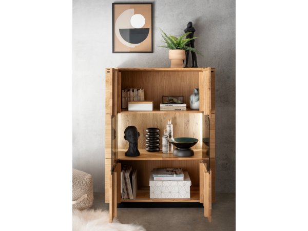 Komoda s vitrínou I z dubového masivu KARIS dub divoký 100% masiv