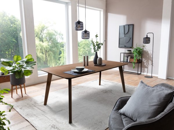 Jídelní stůl z masivu ALVIK 180x90 buk olejovaný v barvě tabáku