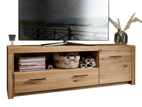 Dubový nábytek z masivu do obývacího pokoje LOMMA 9 (černé úchyty) 100% masiv