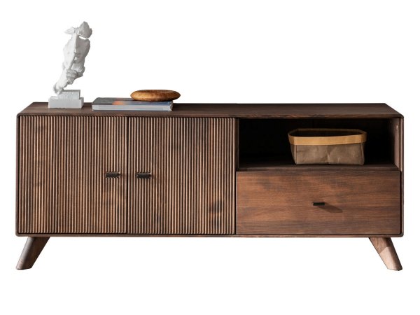 Televizní stolek z masivu I ALVIK buk olejovaný v barvě tabáku