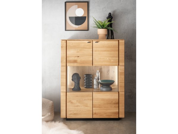 Komoda s vitrínou I z dubového masivu KARIS dub divoký 100% masiv
