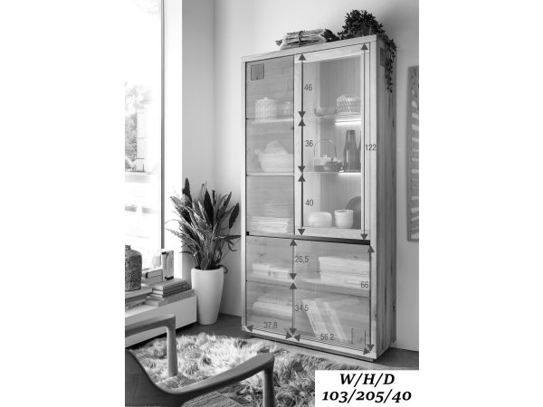 Dubová vitrína do obývacího pokoje Carson