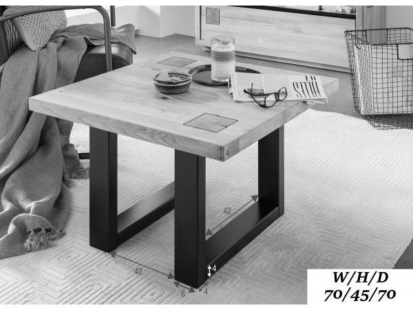 Dubový čtvercový konferenční stolek do obývacího pokoje Carson