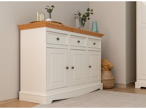 Komoda 3-dvéřová LUNO bílá/borovice