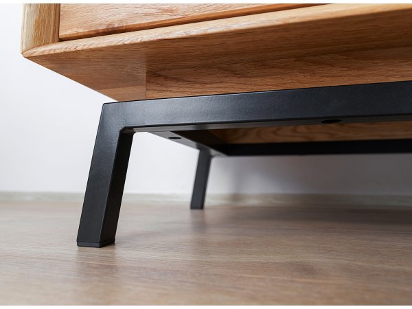 Dubová komoda LOFT s barem a proskleným čelem