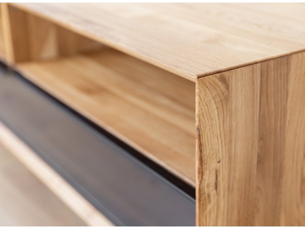 Dubová TV skříňka LOFT se sklem malá