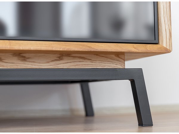 Dubová komoda LOFT s barem a proskleným čelem