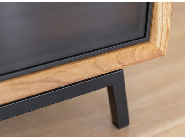 Dubová komoda LOFT se sklem