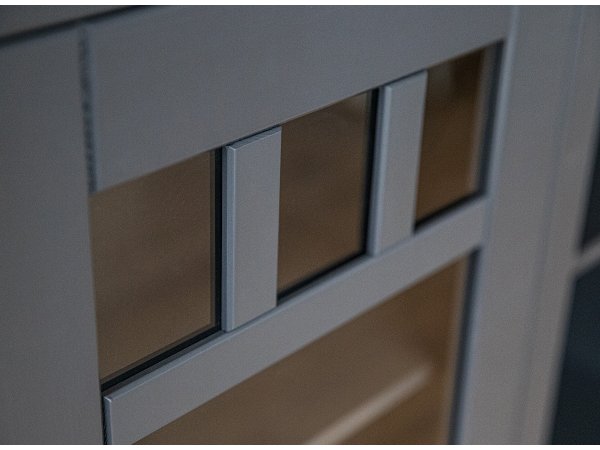 Vitrína LUNO úzká pravá grafit/borovice