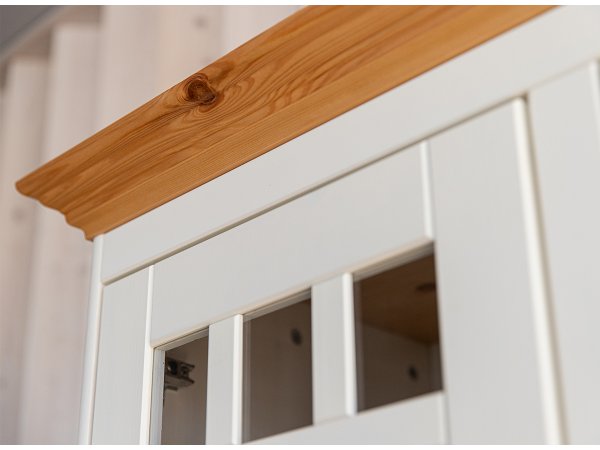 Vitrína 2-dvéřová LUNO nízká s vitrínou bílá/borovice