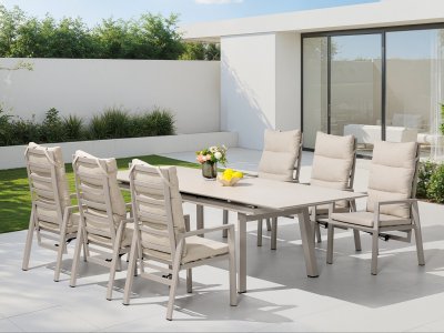 Luxusní zahradní nábytek CATANIA rozkládací stůl + 6 relaxačních křesel