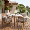 Zahradní set Terracina, 4 křesla a stolek, béžový plastový výplet a akáciové dřevo – House Nordic